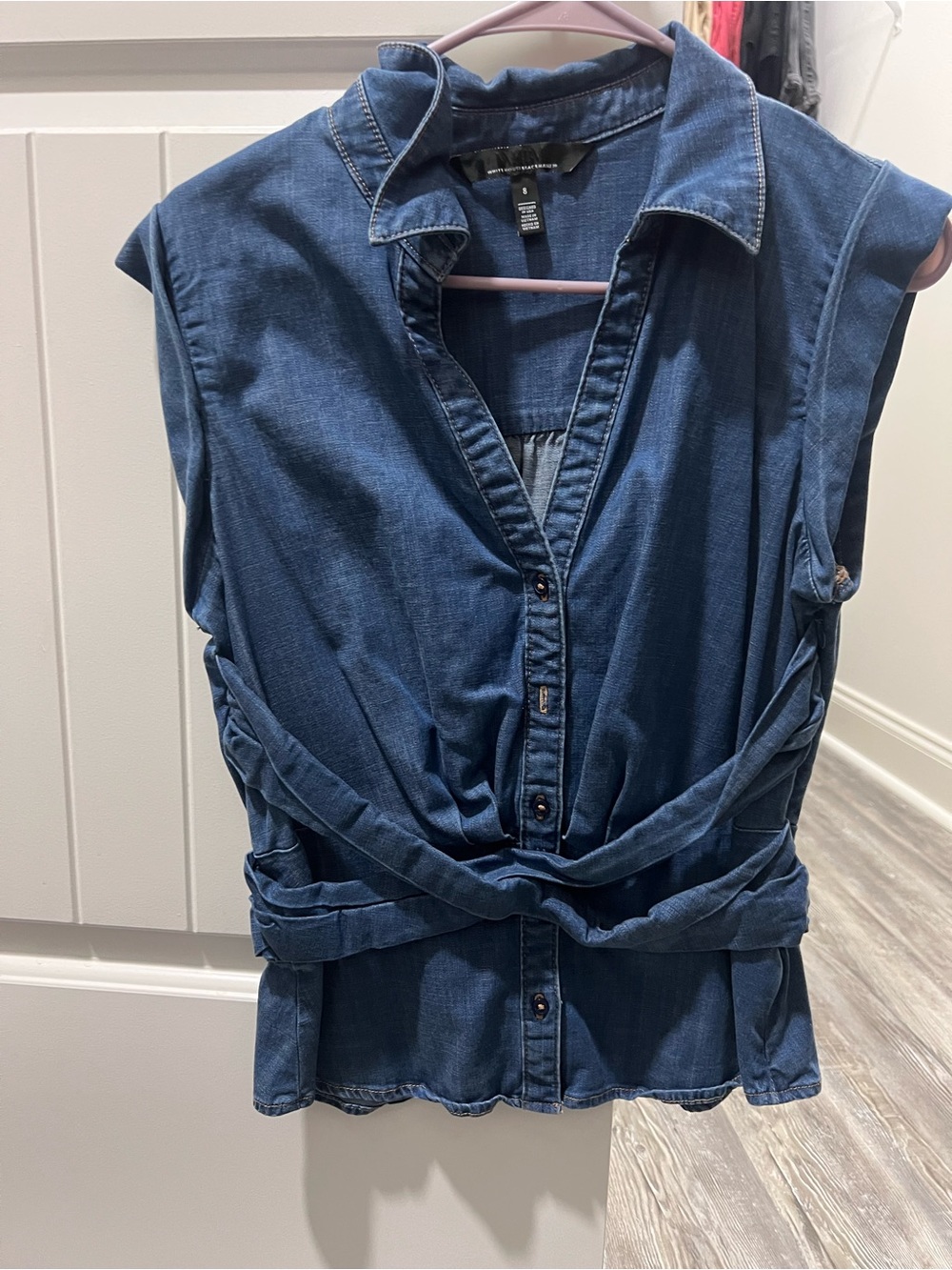 White House black market denim top